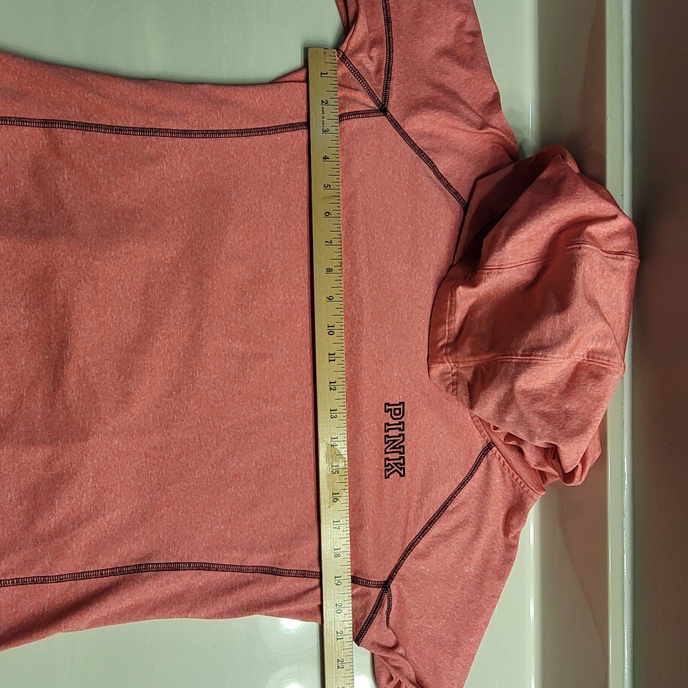 VS PINK Hot Pink Heather Athleisure Hoodie Thumbhole Sleeves Back Zip Pocket  Lg - Picture 6 of 16